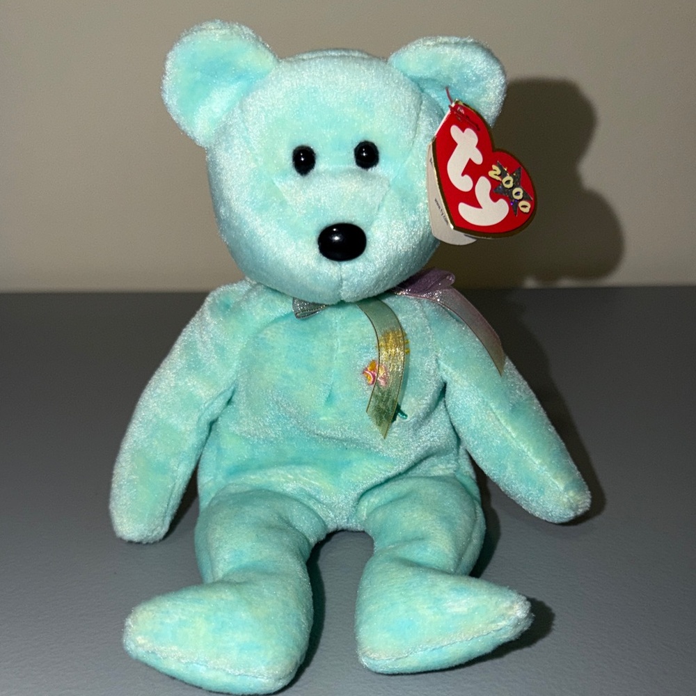 Y2K Ty Aqua Plush Teddy Bear Ariel with Ribbon